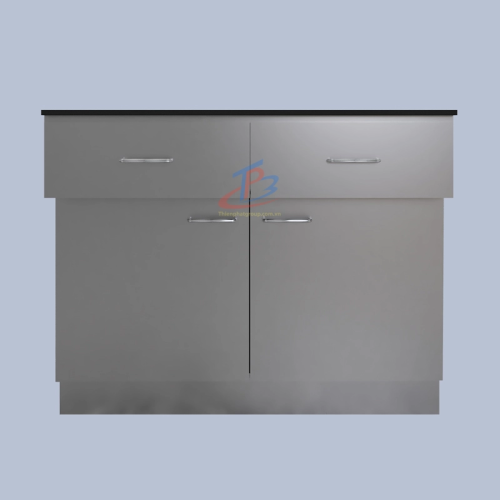 Tủ inox để phòng thí nghiệm 2 tầng 2 ngăn kéo nhỏ và 2 cửa mở lớn