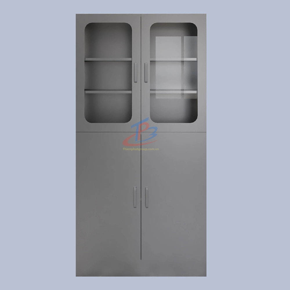 Tủ hóa chất bằng inox 2 tầng 2 cửa kiến và 2 cửa inox